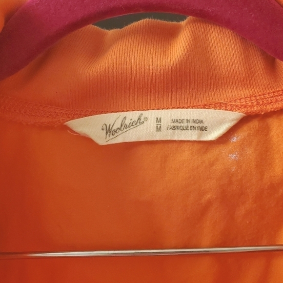 WOOLRICH ATHLETIC MOCK NECK SHIRT 1/2 ZIP LONG SLEEVES ORANGE WOMENS MEDIUM - Picture 2 of 5